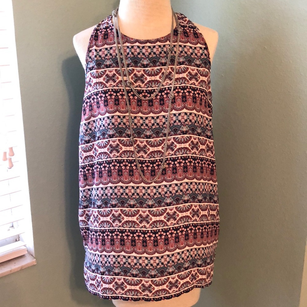 Pink & blue Print Racerback Tank